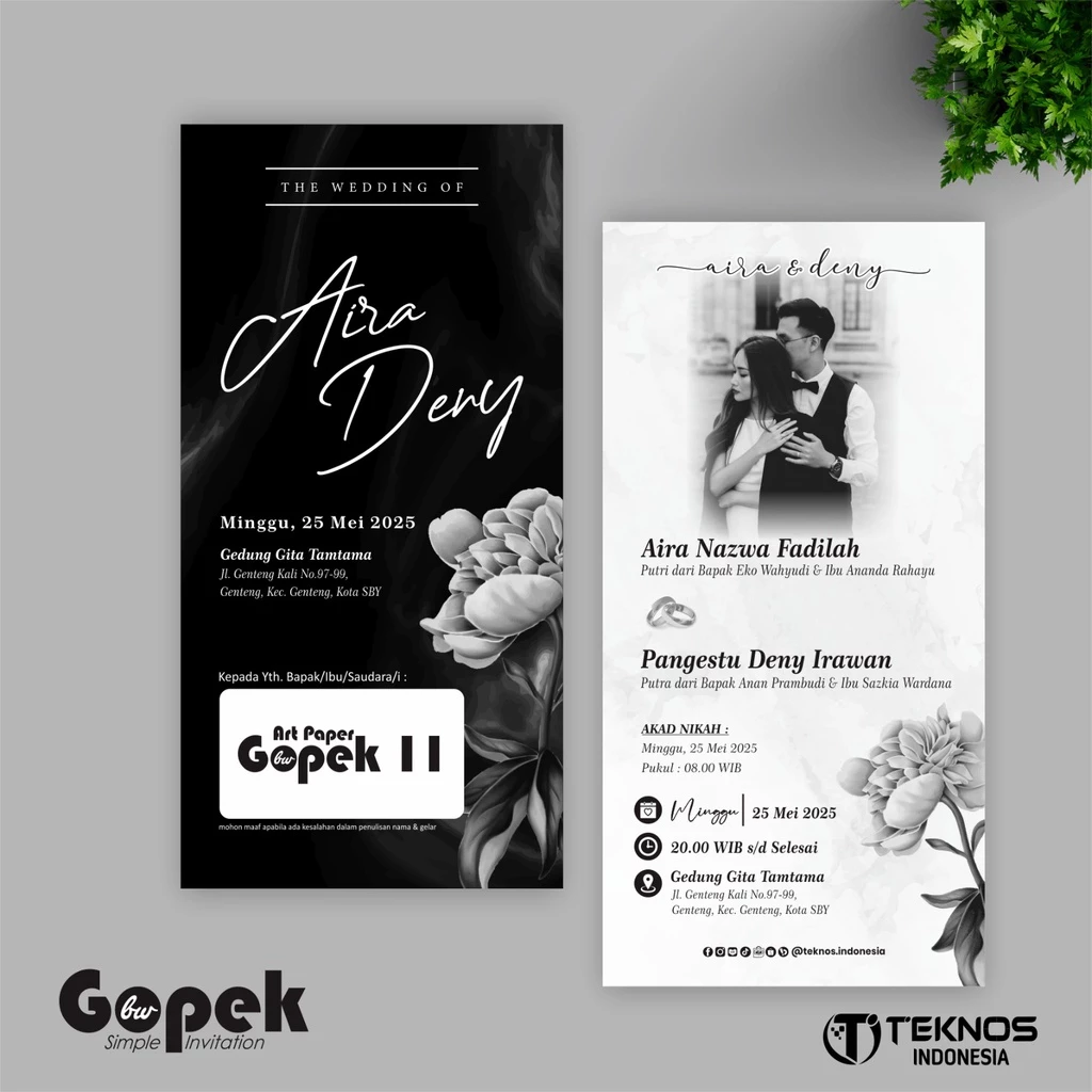 UNDANGAN PERNIKAHAN SIMPLE - UNDANGAN NIKAH ELEGAN GOPEK BW - ELEGAN INVITATION - Gambar 12