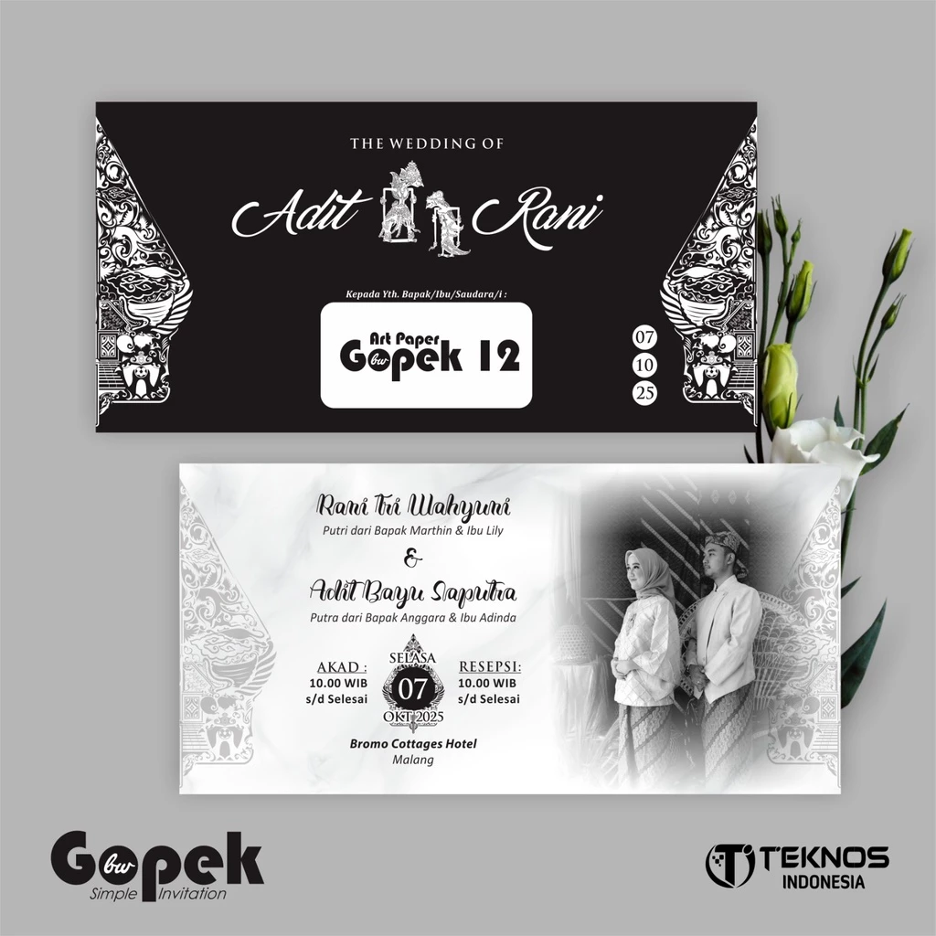 UNDANGAN PERNIKAHAN SIMPLE - UNDANGAN NIKAH ELEGAN GOPEK BW - ELEGAN INVITATION - Gambar 13