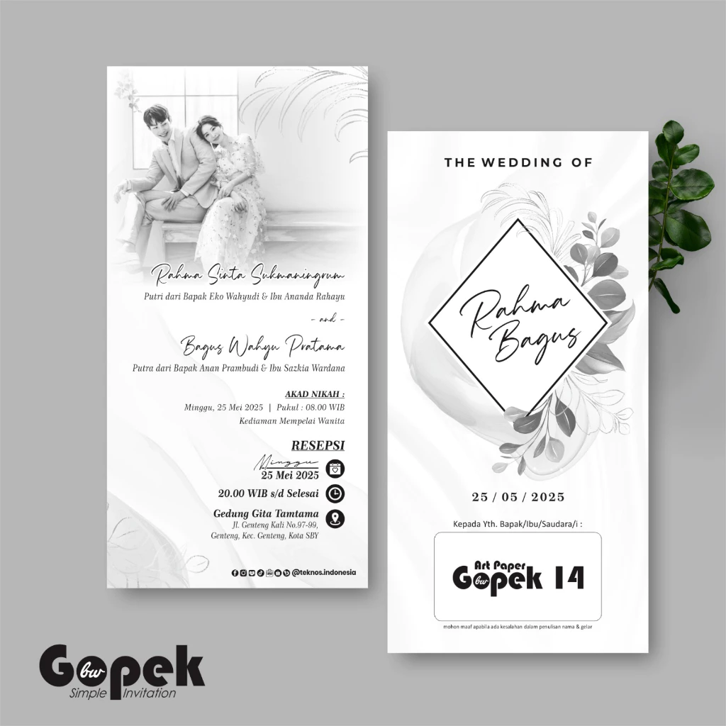 UNDANGAN PERNIKAHAN SIMPLE - UNDANGAN NIKAH ELEGAN GOPEK BW - ELEGAN INVITATION - Gambar 15