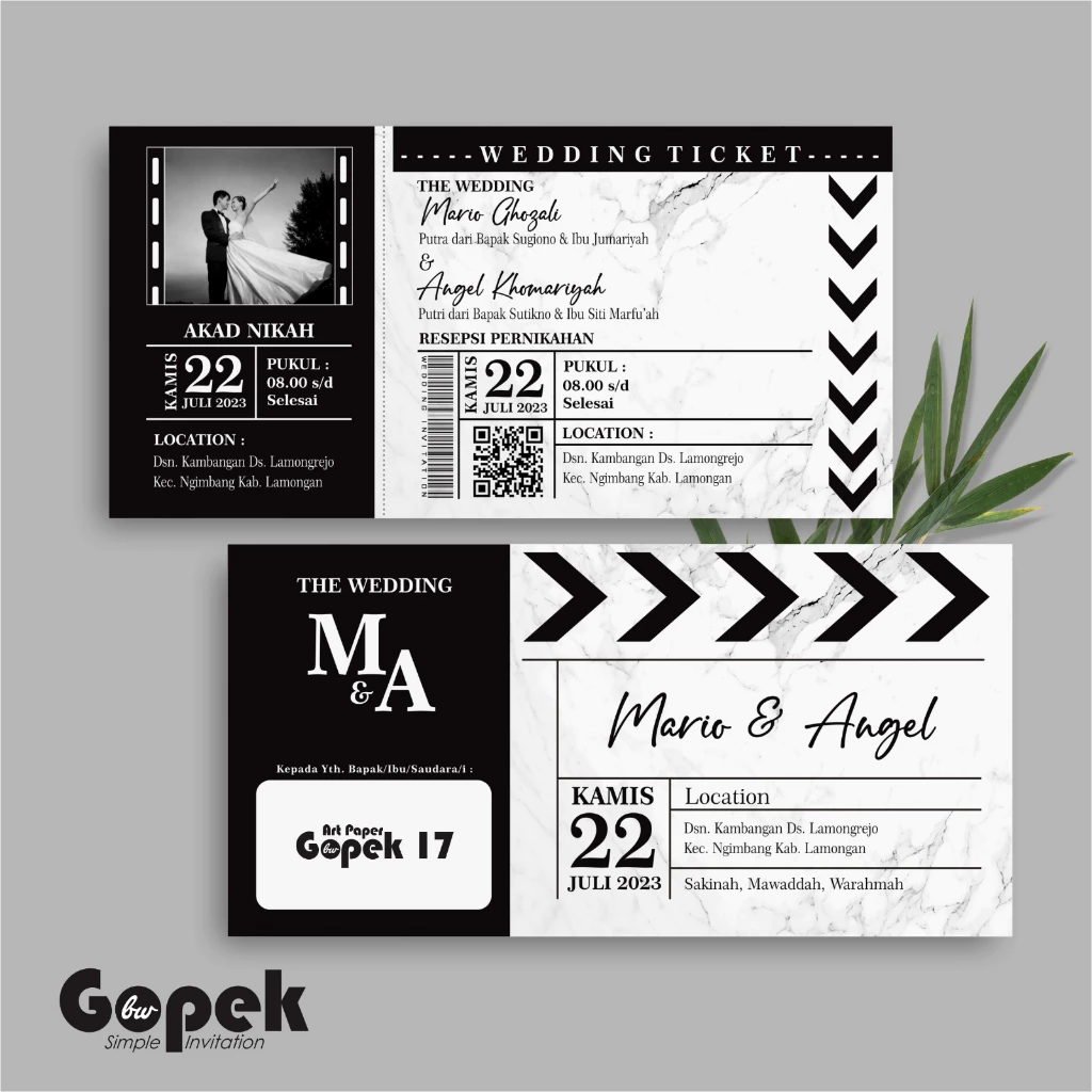 UNDANGAN PERNIKAHAN SIMPLE - UNDANGAN NIKAH ELEGAN GOPEK BW - ELEGAN INVITATION - Gambar 18