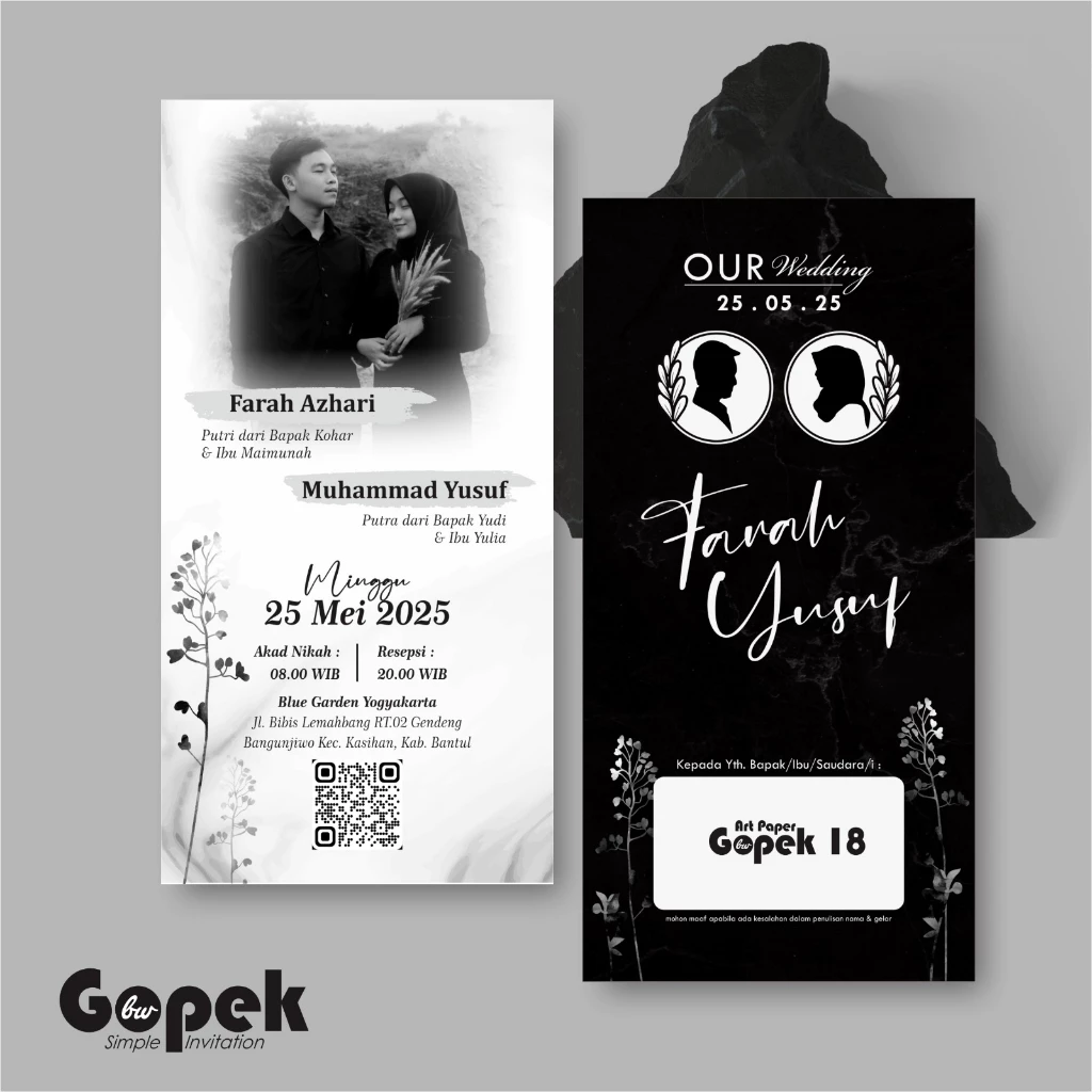 UNDANGAN PERNIKAHAN SIMPLE - UNDANGAN NIKAH ELEGAN GOPEK BW - ELEGAN INVITATION - Gambar 19