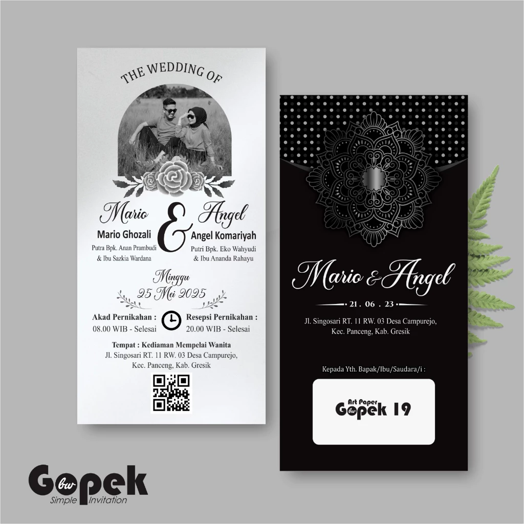 UNDANGAN PERNIKAHAN SIMPLE - UNDANGAN NIKAH ELEGAN GOPEK BW - ELEGAN INVITATION - Gambar 20