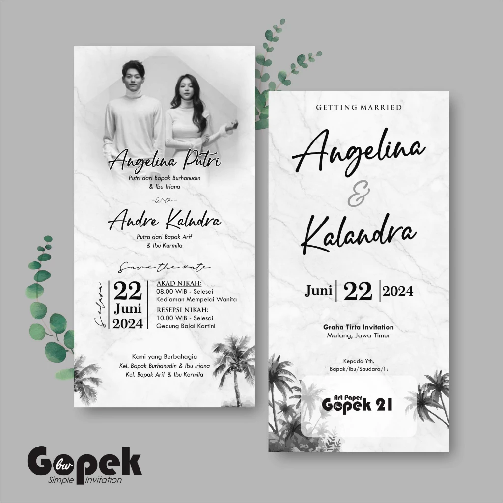 UNDANGAN PERNIKAHAN SIMPLE - UNDANGAN NIKAH ELEGAN GOPEK BW - ELEGAN INVITATION - Gambar 22