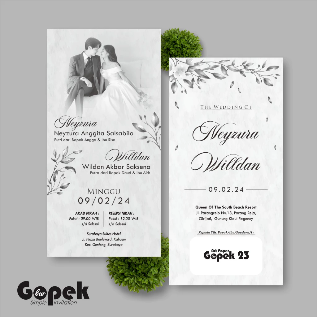 UNDANGAN PERNIKAHAN SIMPLE - UNDANGAN NIKAH ELEGAN GOPEK BW - ELEGAN INVITATION - Gambar 24