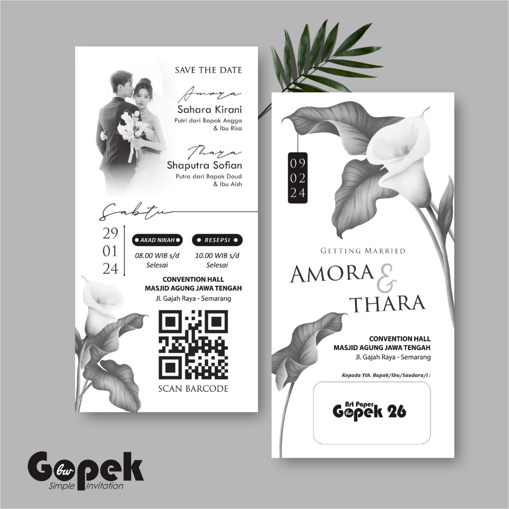 UNDANGAN PERNIKAHAN SIMPLE - UNDANGAN NIKAH ELEGAN GOPEK BW - ELEGAN INVITATION - Gambar 27