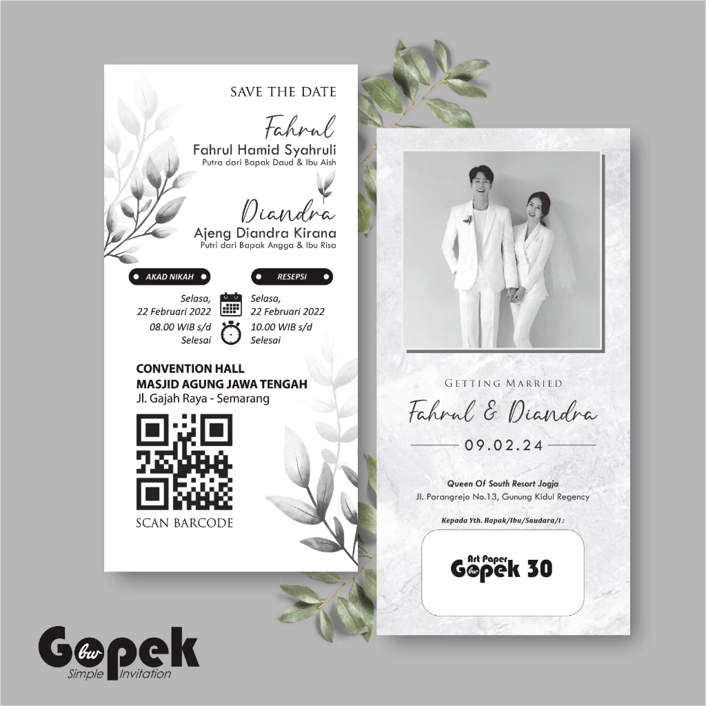 UNDANGAN PERNIKAHAN SIMPLE - UNDANGAN NIKAH ELEGAN GOPEK BW - ELEGAN INVITATION - Gambar 31