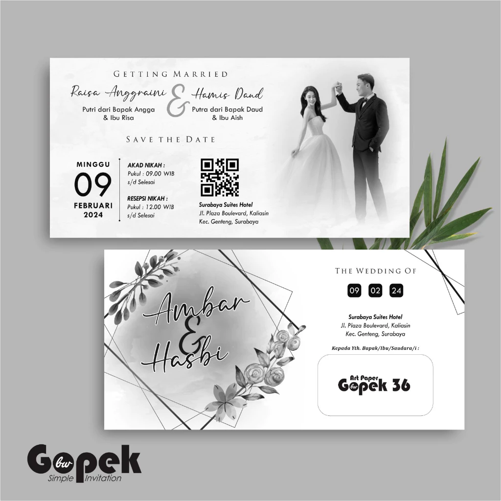 UNDANGAN PERNIKAHAN SIMPLE - UNDANGAN NIKAH ELEGAN GOPEK BW - ELEGAN INVITATION - Gambar 37