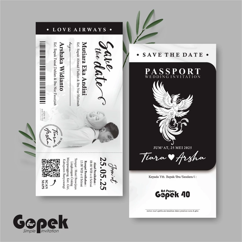 UNDANGAN PERNIKAHAN SIMPLE - UNDANGAN NIKAH ELEGAN GOPEK BW - ELEGAN INVITATION - Gambar 41