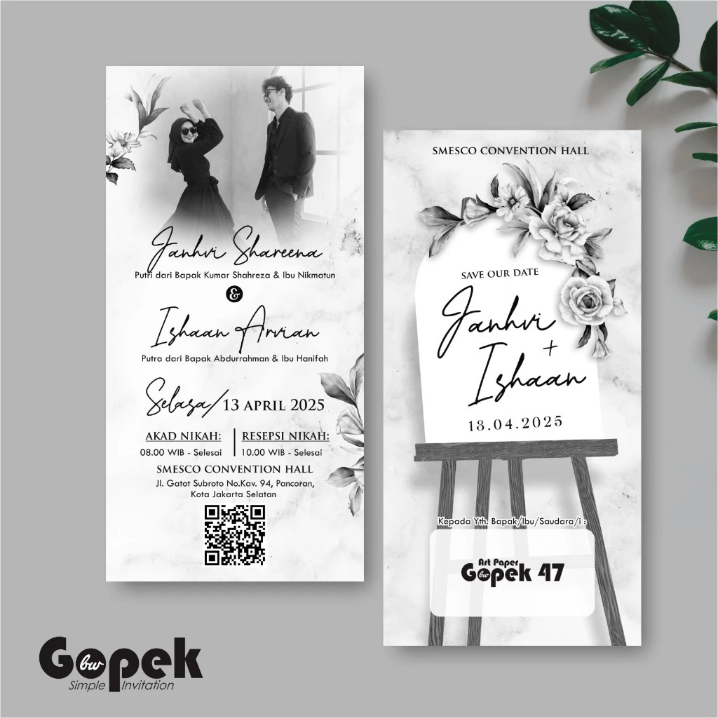 UNDANGAN PERNIKAHAN SIMPLE - UNDANGAN NIKAH ELEGAN GOPEK BW - ELEGAN INVITATION - Gambar 48
