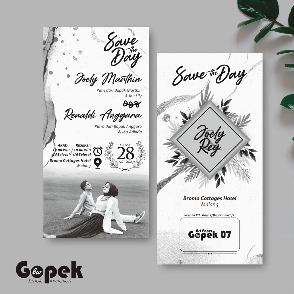UNDANGAN PERNIKAHAN SIMPLE - UNDANGAN NIKAH ELEGAN GOPEK BW - ELEGAN INVITATION - Gambar 8