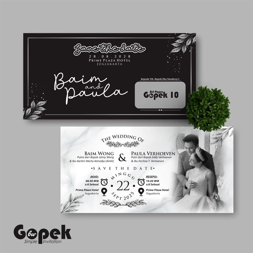 UNDANGAN PERNIKAHAN SIMPLE - UNDANGAN NIKAH ELEGAN GOPEK BW - ELEGAN INVITATION - Gambar 11
