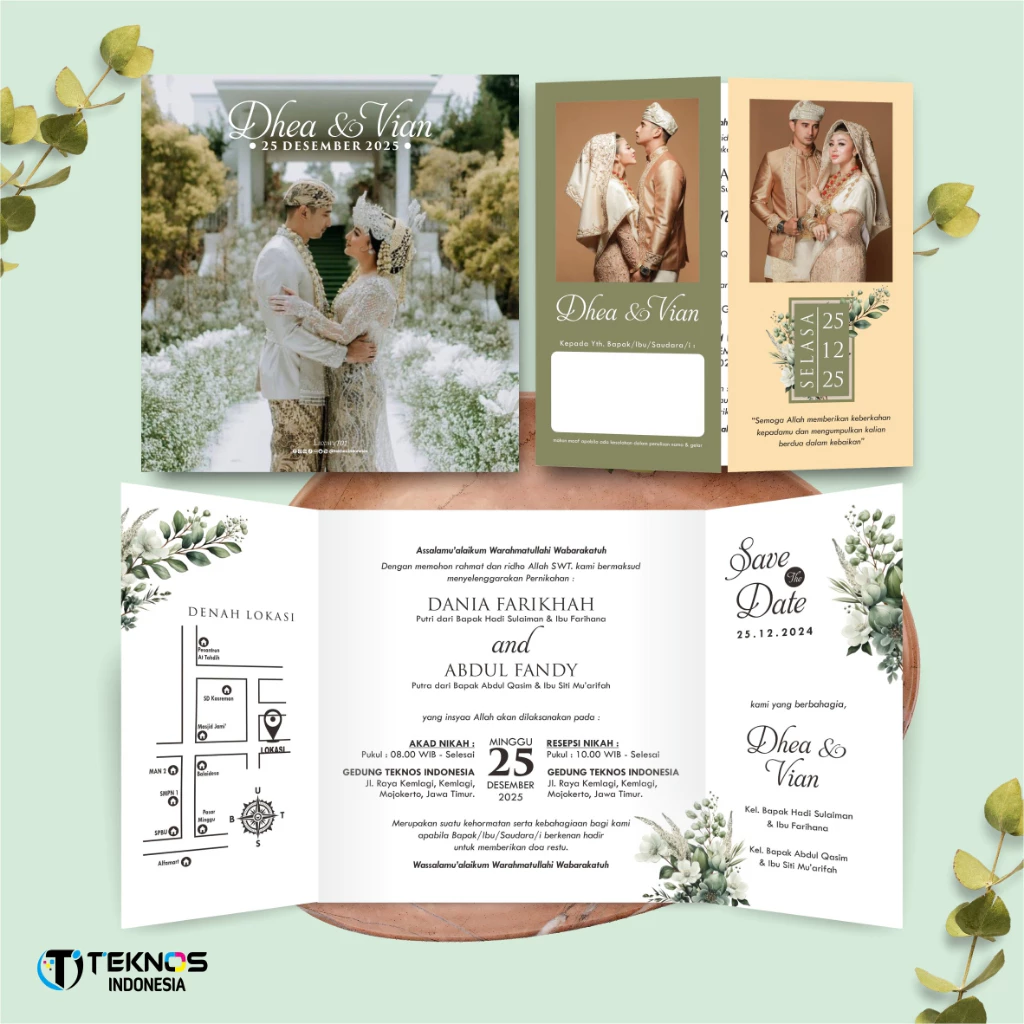 UNDANGAN PERNIKAHAN GLOSSY FULL COLOUR ELEGANT - UNDANGAN NIKAH LUXURY INVITATION - Gambar 2