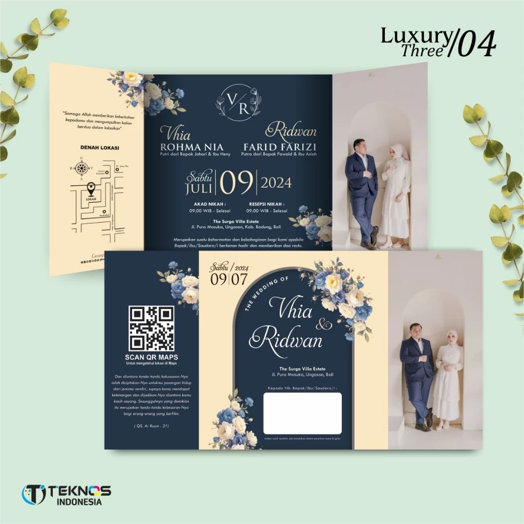 UNDANGAN PERNIKAHAN GLOSSY FULL COLOUR ELEGANT - UNDANGAN NIKAH LUXURY INVITATION - Gambar 5