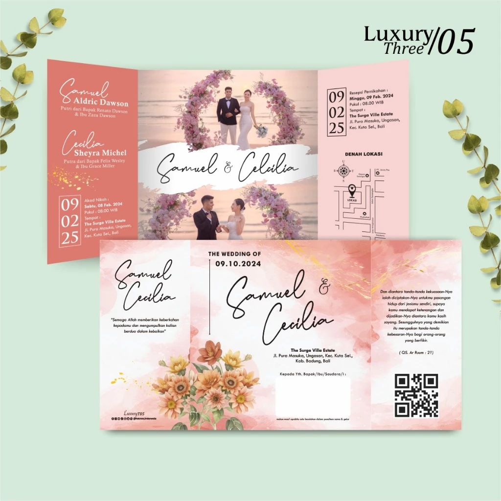 UNDANGAN PERNIKAHAN GLOSSY FULL COLOUR ELEGANT - UNDANGAN NIKAH LUXURY INVITATION - Gambar 6