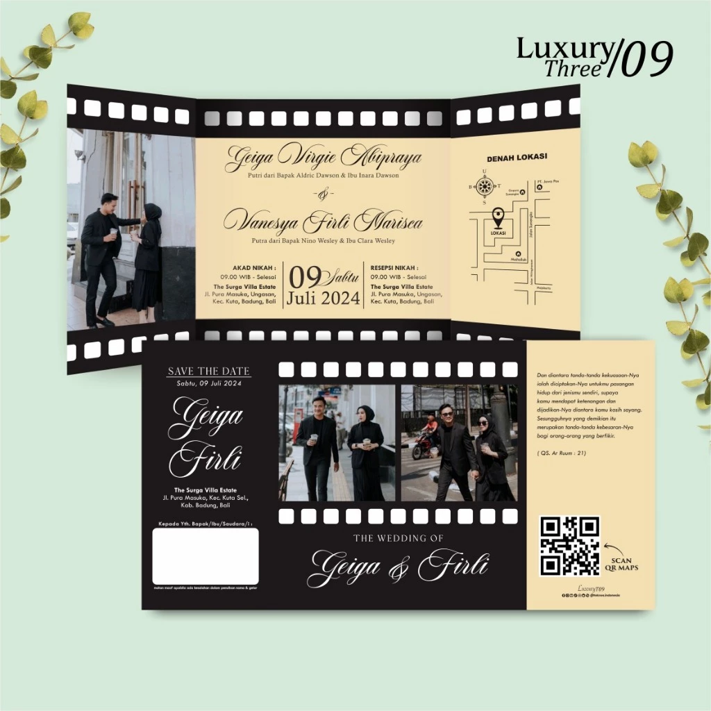 UNDANGAN PERNIKAHAN GLOSSY FULL COLOUR ELEGANT - UNDANGAN NIKAH LUXURY INVITATION - Gambar 10