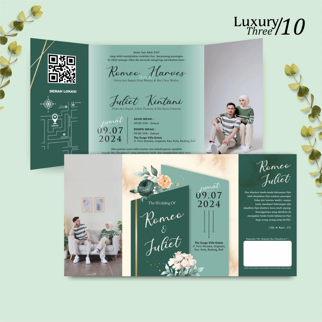 UNDANGAN PERNIKAHAN GLOSSY FULL COLOUR ELEGANT - UNDANGAN NIKAH LUXURY INVITATION - Gambar 11