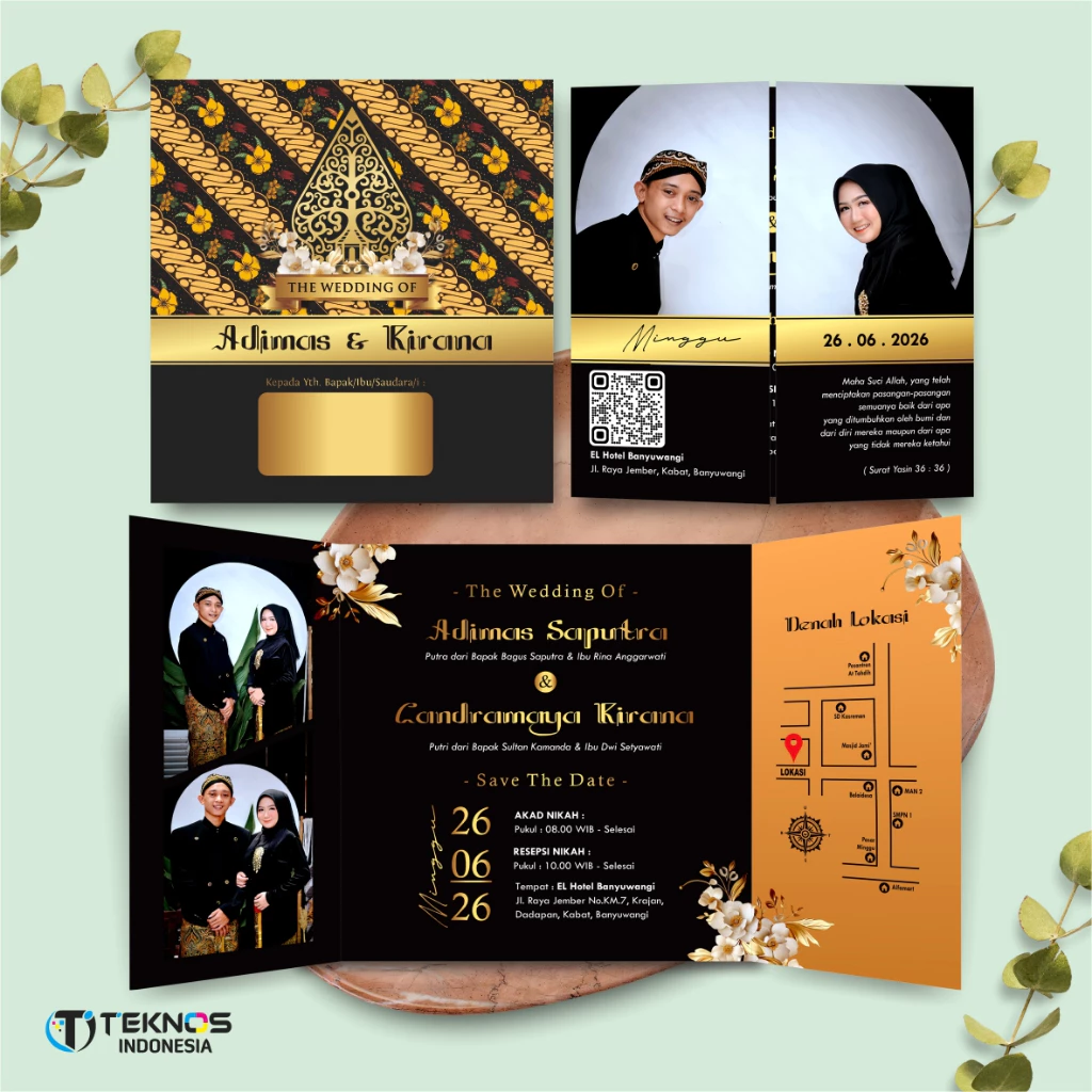 UNDANGAN PERNIKAHAN GLOSSY FULL COLOUR ELEGANT - UNDANGAN NIKAH LUXURY INVITATION - Gambar 12