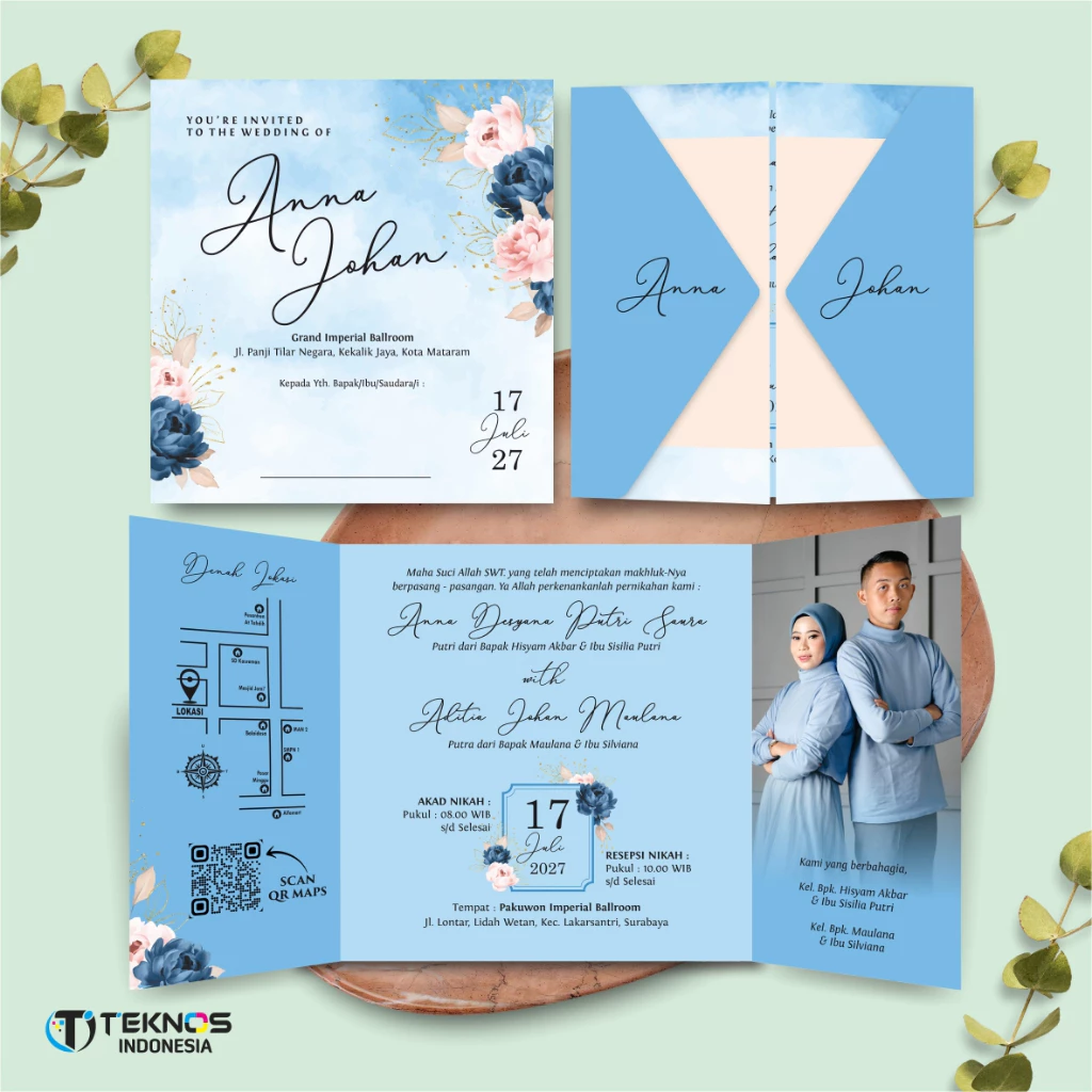 UNDANGAN PERNIKAHAN GLOSSY FULL COLOUR ELEGANT - UNDANGAN NIKAH LUXURY INVITATION - Gambar 14