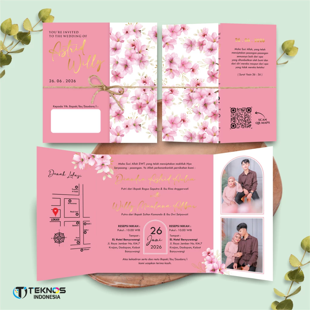 UNDANGAN PERNIKAHAN GLOSSY FULL COLOUR ELEGANT - UNDANGAN NIKAH LUXURY INVITATION - Gambar 15