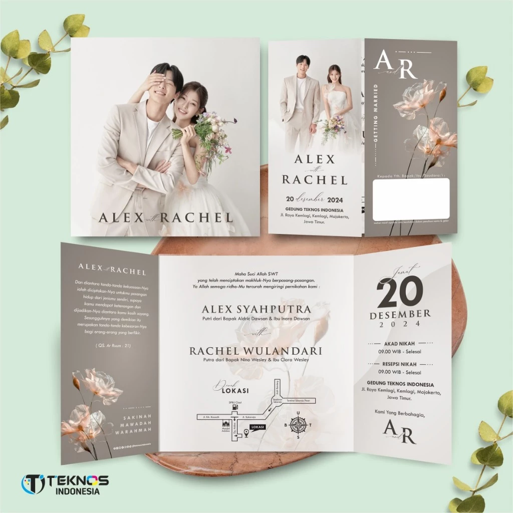 UNDANGAN PERNIKAHAN GLOSSY FULL COLOUR ELEGANT - UNDANGAN NIKAH LUXURY INVITATION - Gambar 16