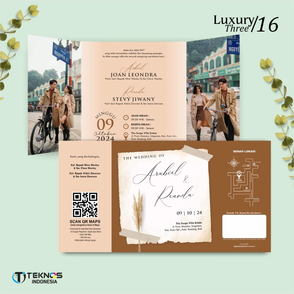 UNDANGAN PERNIKAHAN GLOSSY FULL COLOUR ELEGANT - UNDANGAN NIKAH LUXURY INVITATION - Gambar 17