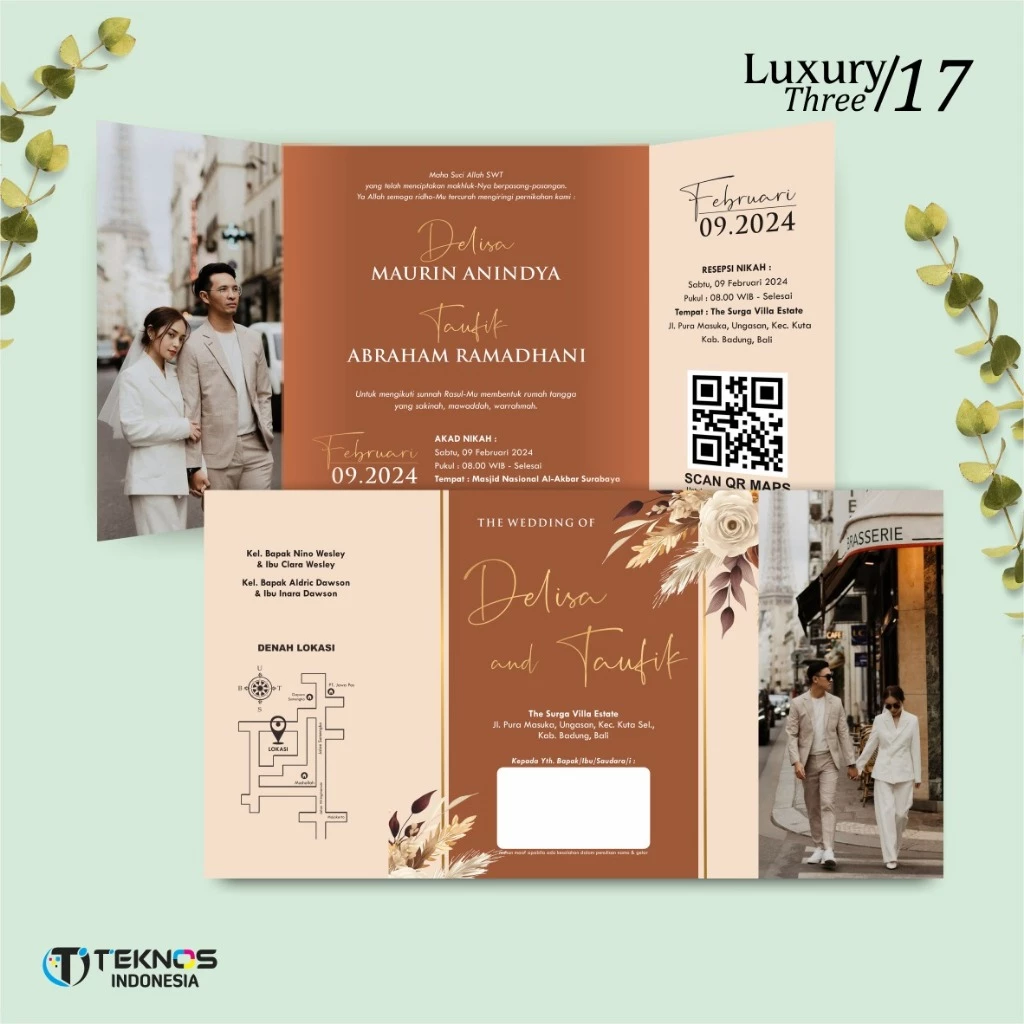 UNDANGAN PERNIKAHAN GLOSSY FULL COLOUR ELEGANT - UNDANGAN NIKAH LUXURY INVITATION - Gambar 18