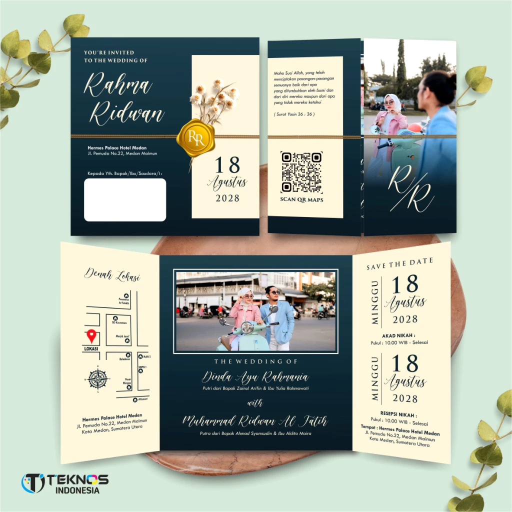 UNDANGAN PERNIKAHAN GLOSSY FULL COLOUR ELEGANT - UNDANGAN NIKAH LUXURY INVITATION - Gambar 21
