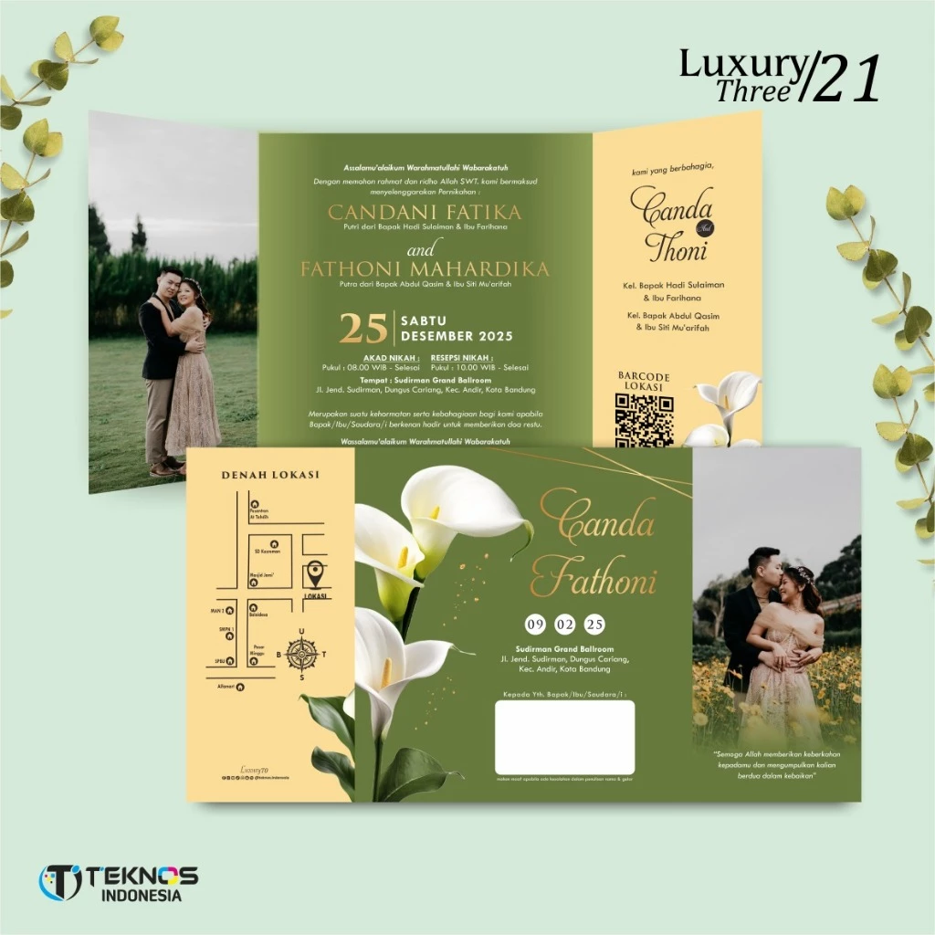 UNDANGAN PERNIKAHAN GLOSSY FULL COLOUR ELEGANT - UNDANGAN NIKAH LUXURY INVITATION - Gambar 22
