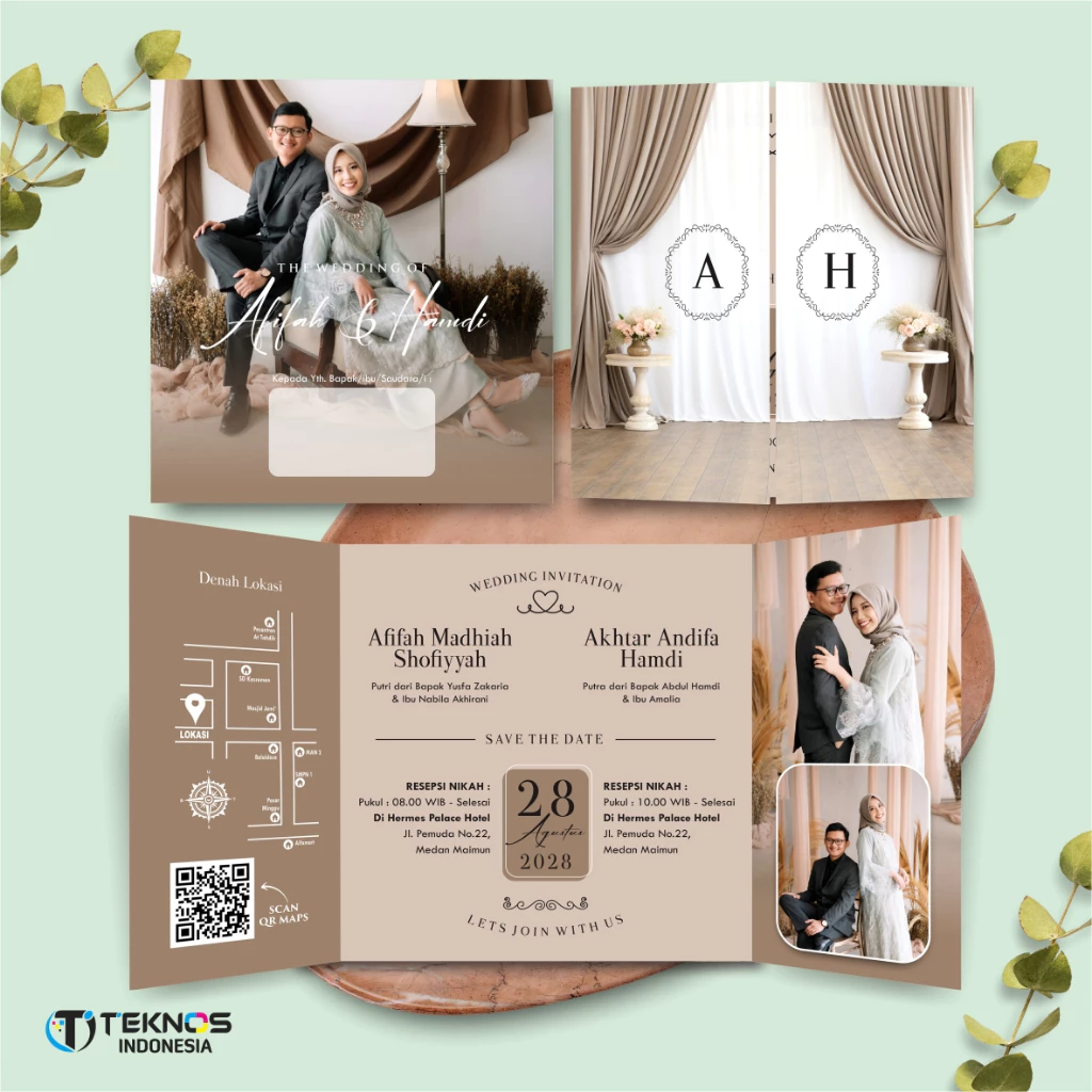 UNDANGAN PERNIKAHAN GLOSSY FULL COLOUR ELEGANT - UNDANGAN NIKAH LUXURY INVITATION - Gambar 25