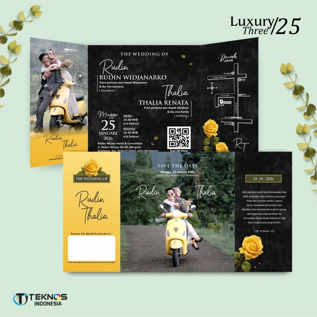 UNDANGAN PERNIKAHAN GLOSSY FULL COLOUR ELEGANT - UNDANGAN NIKAH LUXURY INVITATION - Gambar 26