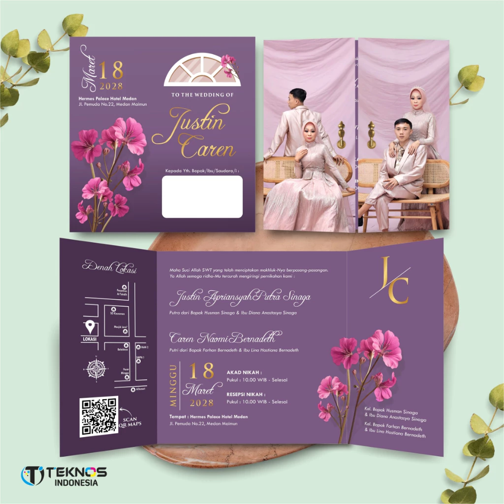 UNDANGAN PERNIKAHAN GLOSSY FULL COLOUR ELEGANT - UNDANGAN NIKAH LUXURY INVITATION - Gambar 27