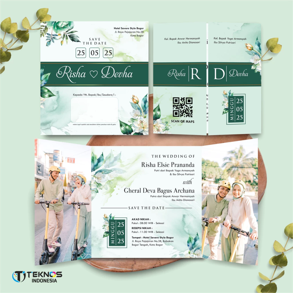 UNDANGAN PERNIKAHAN GLOSSY FULL COLOUR ELEGANT - UNDANGAN NIKAH LUXURY INVITATION - Gambar 29