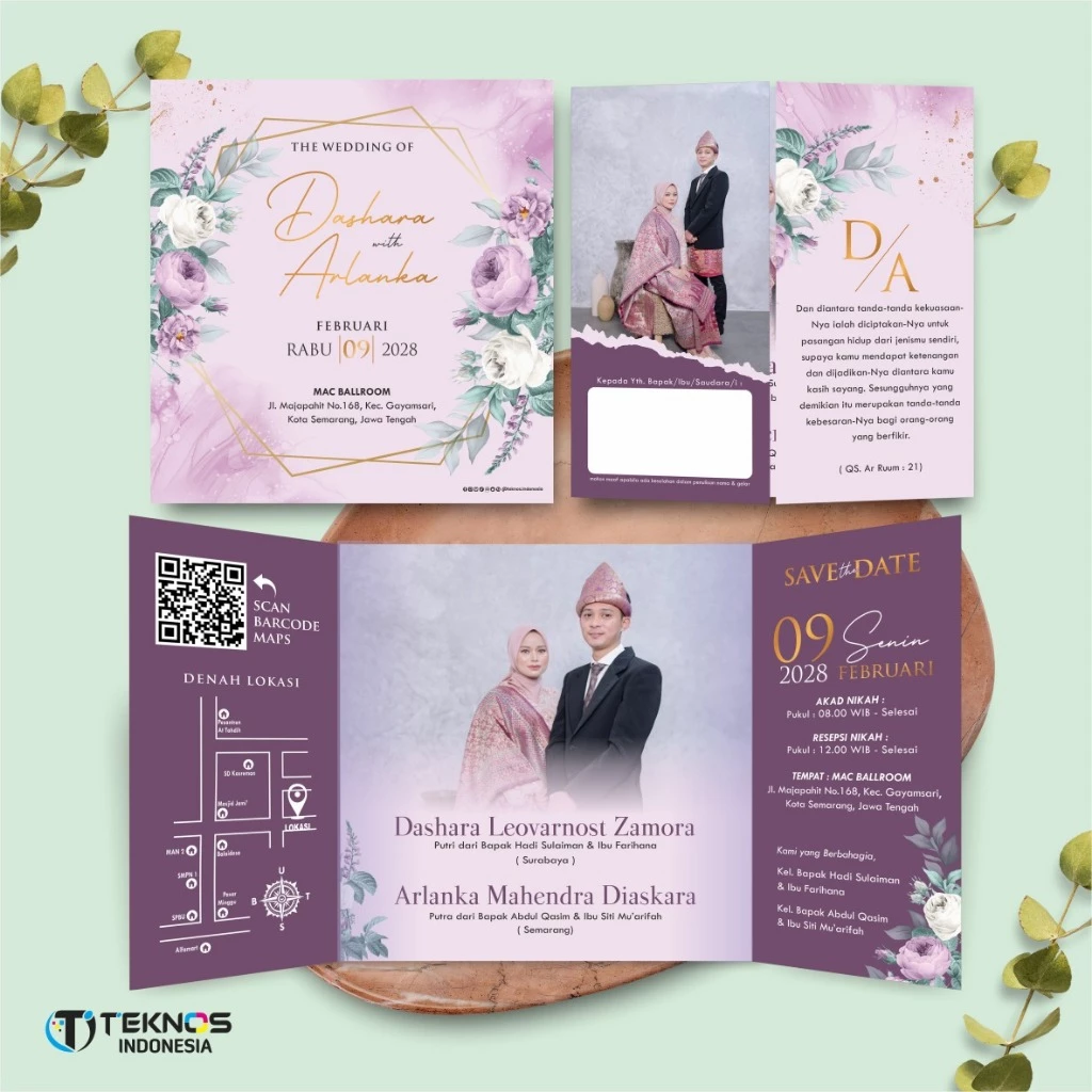 UNDANGAN PERNIKAHAN GLOSSY FULL COLOUR ELEGANT - UNDANGAN NIKAH LUXURY INVITATION - Gambar 30