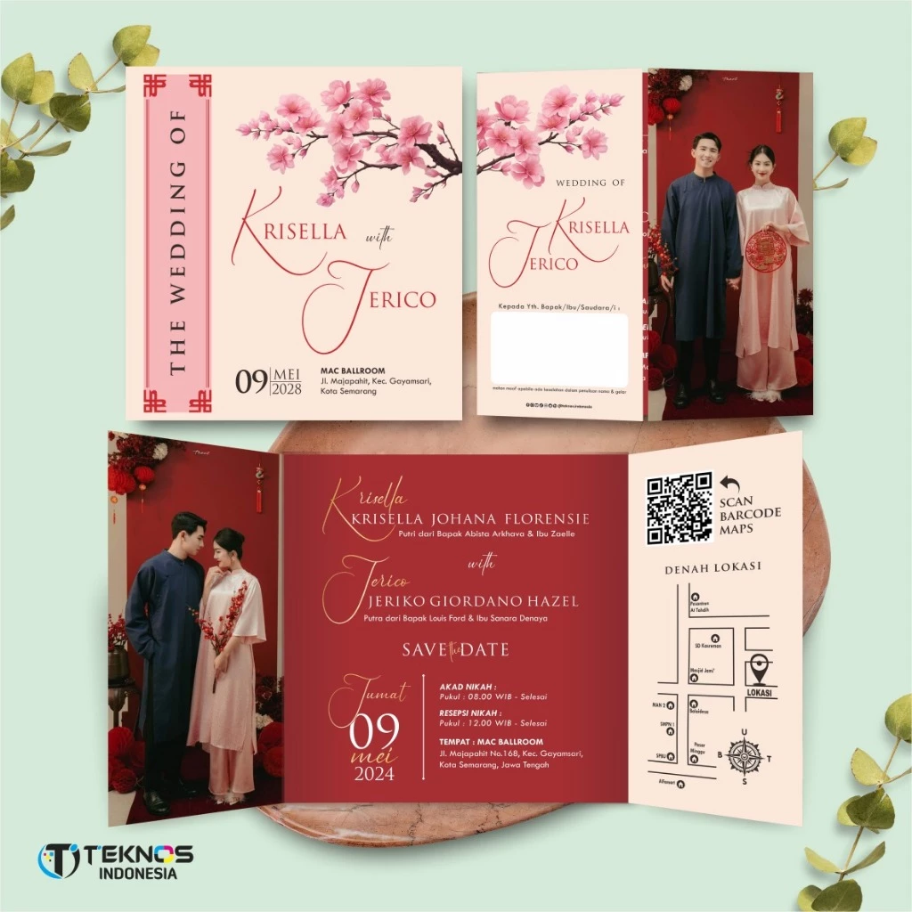 UNDANGAN PERNIKAHAN GLOSSY FULL COLOUR ELEGANT - UNDANGAN NIKAH LUXURY INVITATION - Gambar 31