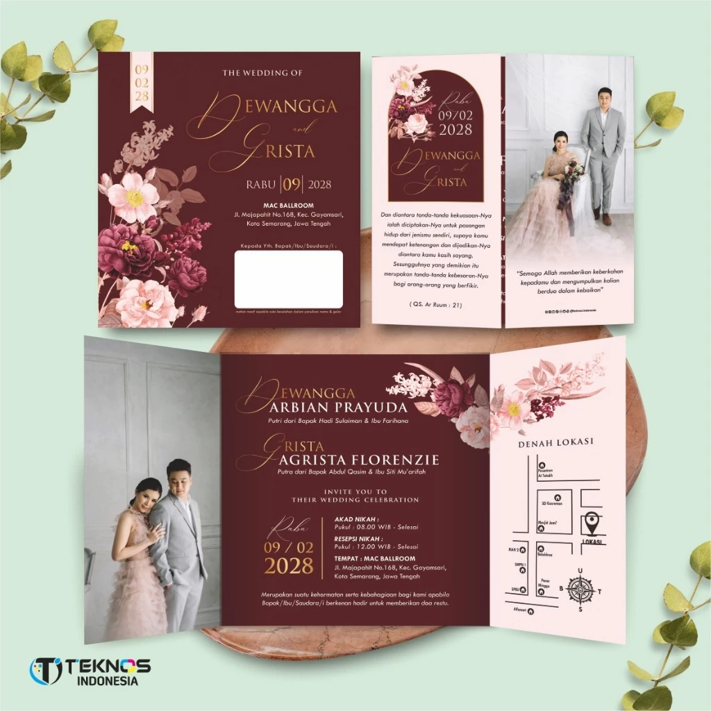 UNDANGAN PERNIKAHAN GLOSSY FULL COLOUR ELEGANT - UNDANGAN NIKAH LUXURY INVITATION - Gambar 32