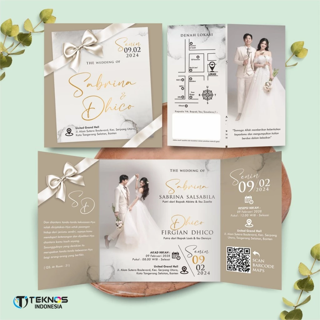 UNDANGAN PERNIKAHAN GLOSSY FULL COLOUR ELEGANT - UNDANGAN NIKAH LUXURY INVITATION - Gambar 34