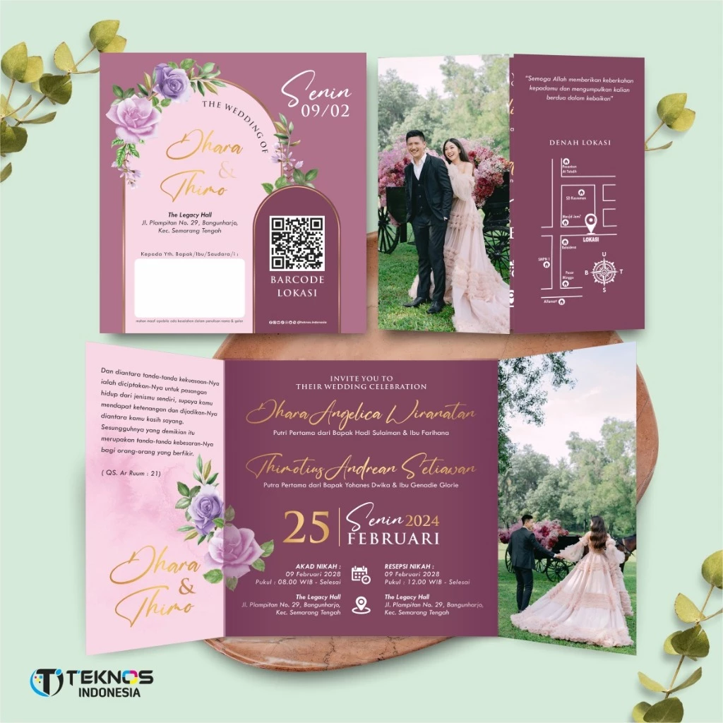 UNDANGAN PERNIKAHAN GLOSSY FULL COLOUR ELEGANT - UNDANGAN NIKAH LUXURY INVITATION - Gambar 35