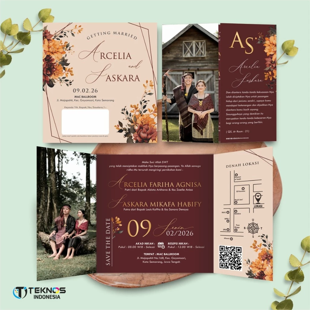 UNDANGAN PERNIKAHAN GLOSSY FULL COLOUR ELEGANT - UNDANGAN NIKAH LUXURY INVITATION - Gambar 37