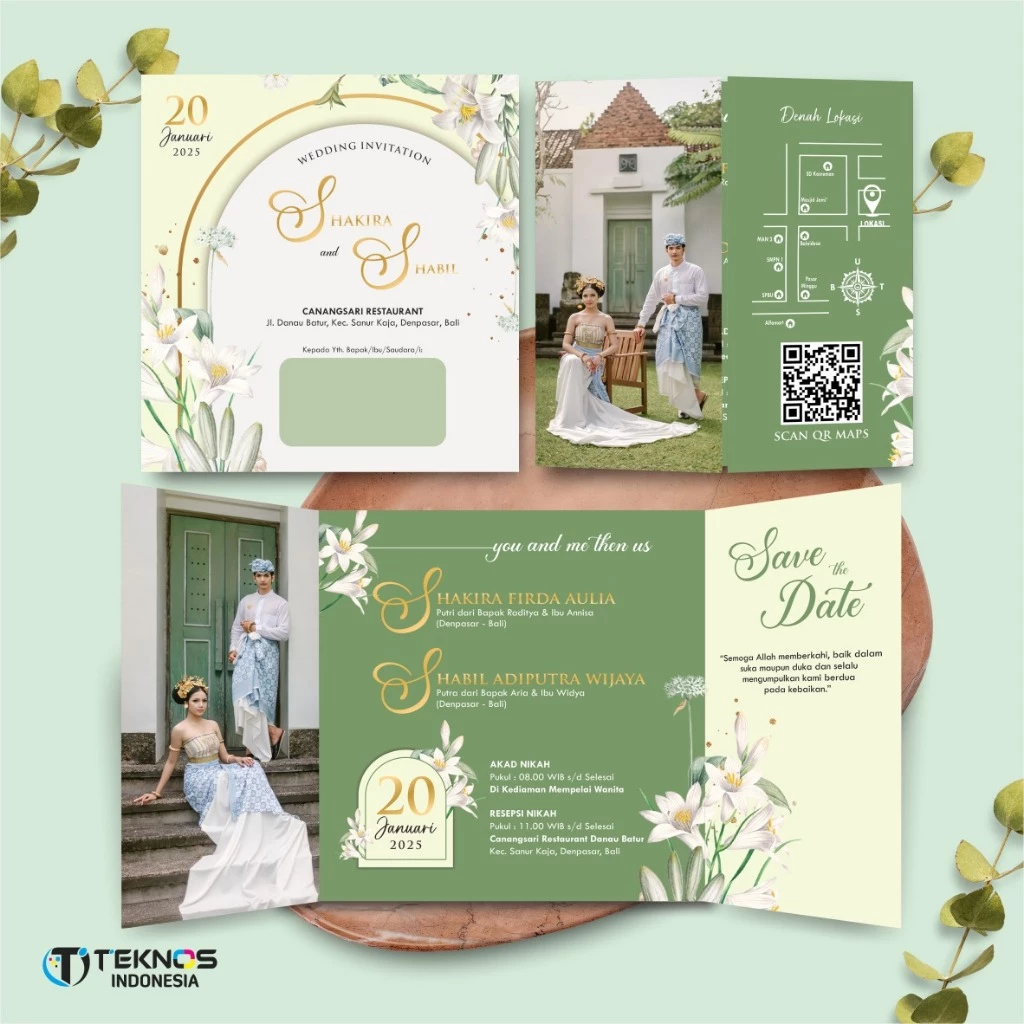 UNDANGAN PERNIKAHAN GLOSSY FULL COLOUR ELEGANT - UNDANGAN NIKAH LUXURY INVITATION - Gambar 39