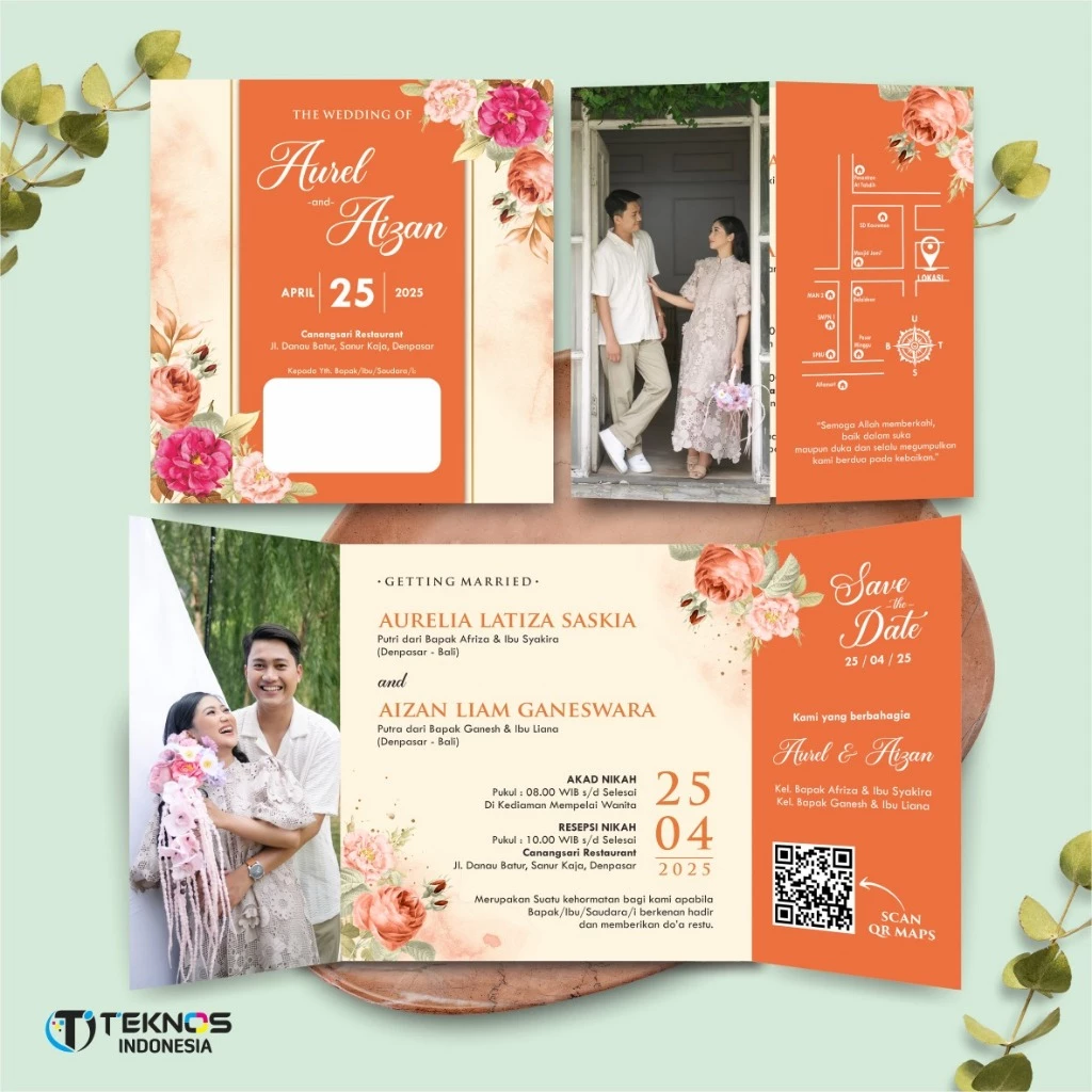 UNDANGAN PERNIKAHAN GLOSSY FULL COLOUR ELEGANT - UNDANGAN NIKAH LUXURY INVITATION - Gambar 40