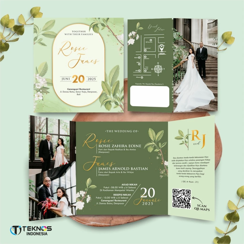 UNDANGAN PERNIKAHAN GLOSSY FULL COLOUR ELEGANT - UNDANGAN NIKAH LUXURY INVITATION - Gambar 41