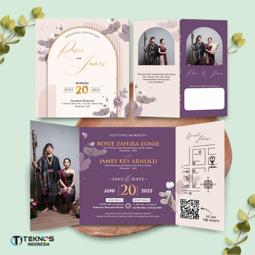 UNDANGAN PERNIKAHAN GLOSSY FULL COLOUR ELEGANT - UNDANGAN NIKAH LUXURY INVITATION - Gambar 42