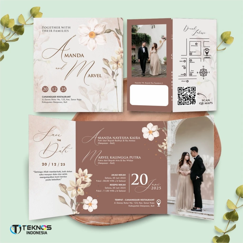 UNDANGAN PERNIKAHAN GLOSSY FULL COLOUR ELEGANT - UNDANGAN NIKAH LUXURY INVITATION - Gambar 43