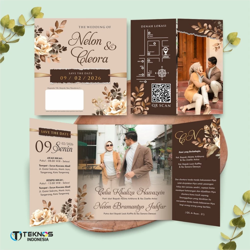 UNDANGAN PERNIKAHAN GLOSSY FULL COLOUR ELEGANT - UNDANGAN NIKAH LUXURY INVITATION - Gambar 44