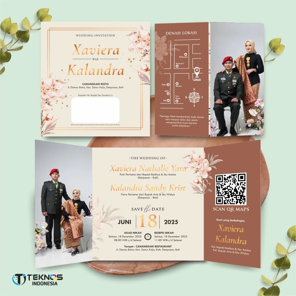 UNDANGAN PERNIKAHAN GLOSSY FULL COLOUR ELEGANT - UNDANGAN NIKAH LUXURY INVITATION - Gambar 47