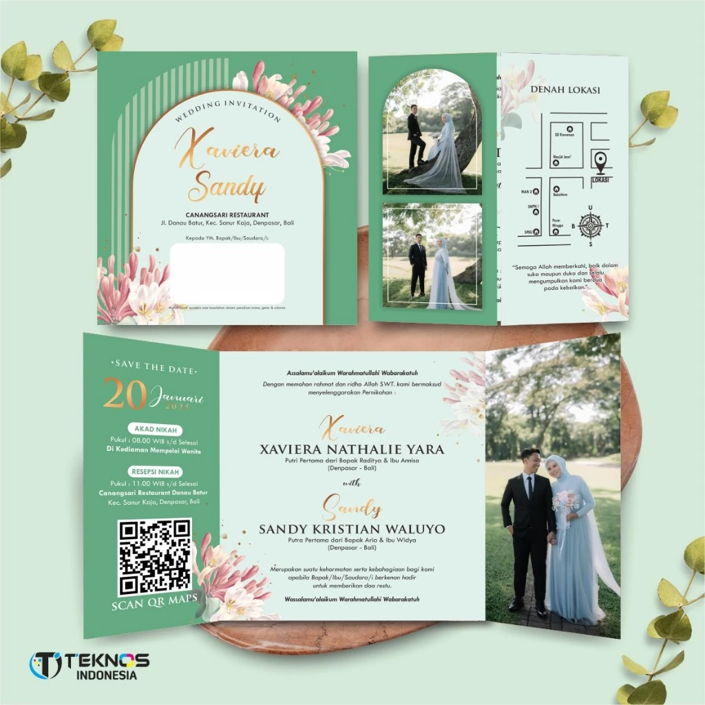 UNDANGAN PERNIKAHAN GLOSSY FULL COLOUR ELEGANT - UNDANGAN NIKAH LUXURY INVITATION - Gambar 48