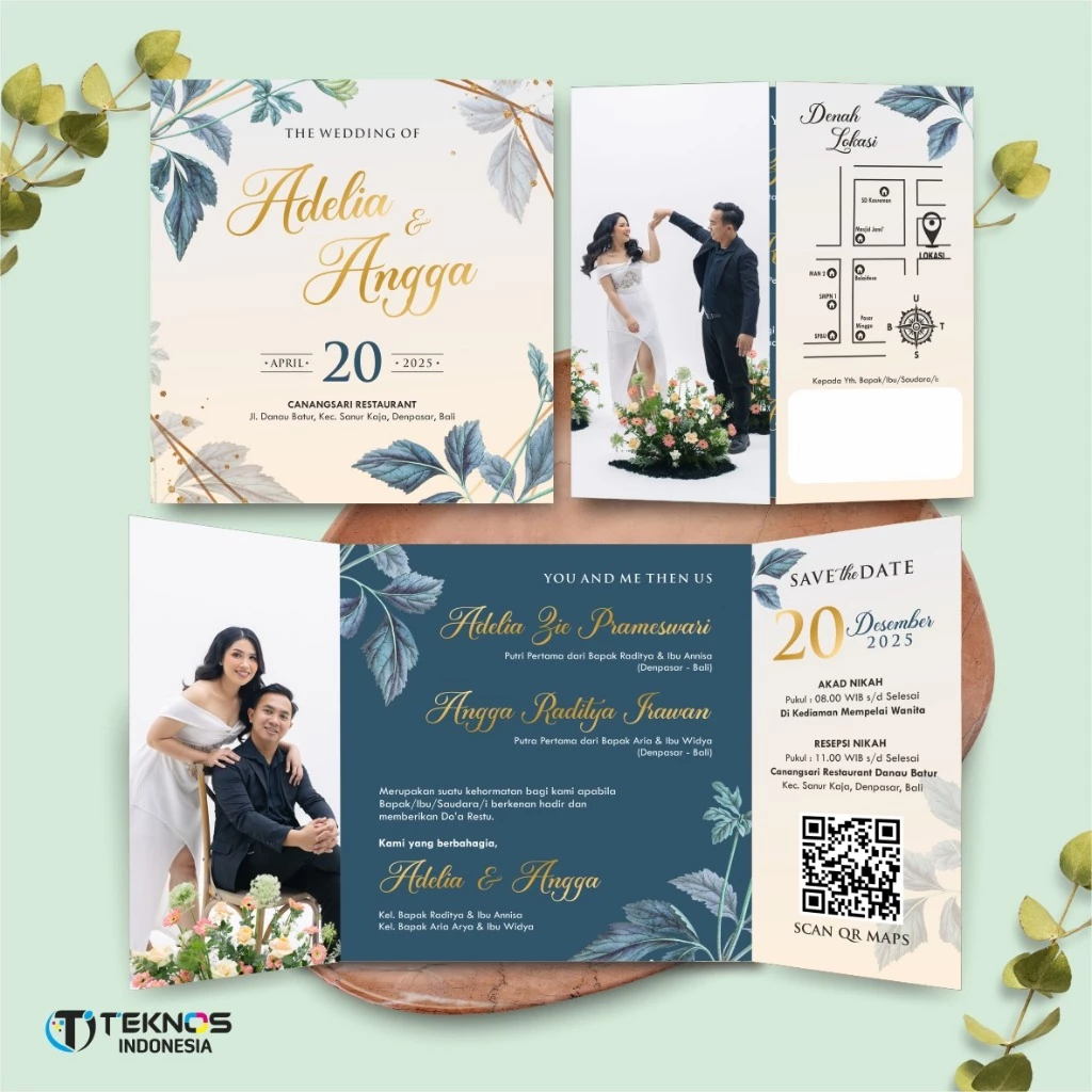 UNDANGAN PERNIKAHAN GLOSSY FULL COLOUR ELEGANT - UNDANGAN NIKAH LUXURY INVITATION - Gambar 51