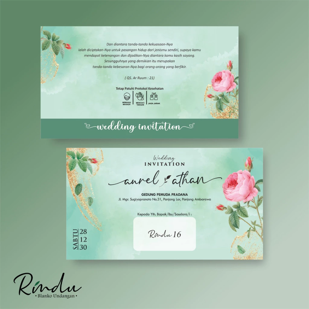 CETAK UNDANGAN PERNIKAHAN ELEGAN MURAH - RINDU - Gambar 10