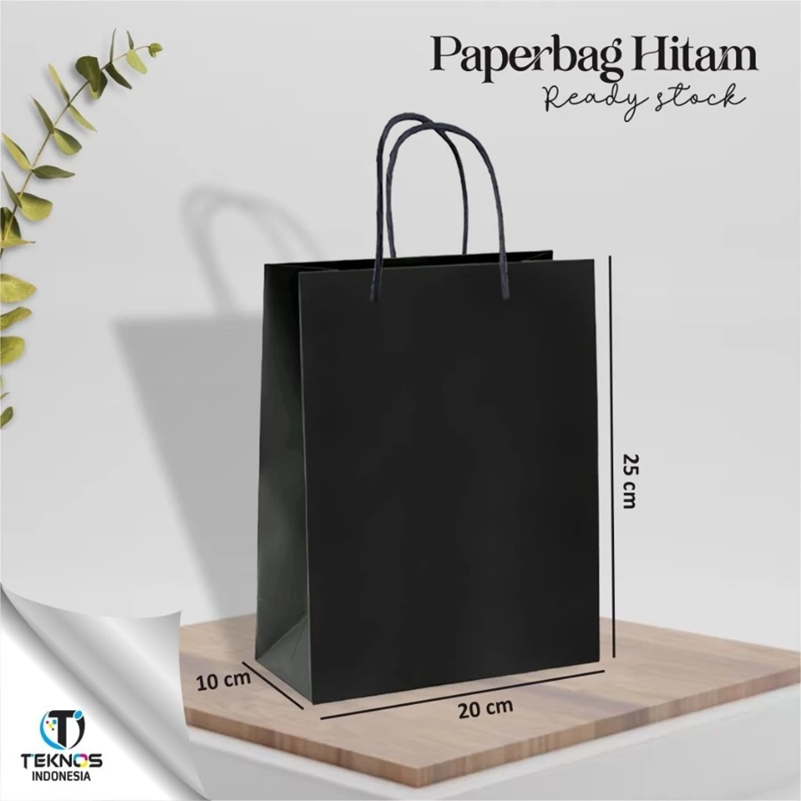 PAPER BAG HITAM - TAS SOUVENIR PERNIKAHAN BAHAN SOFT KARTON ECER READY STOCK