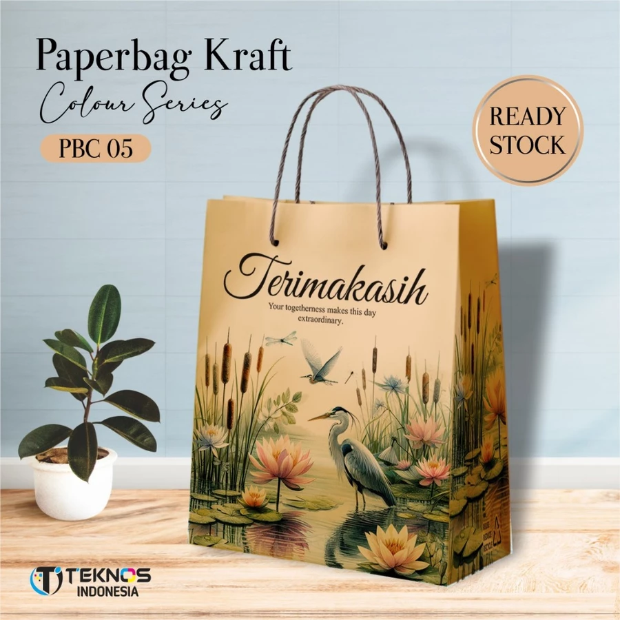 PAPER BAG MOTIF - PAPER BAG KRAFT COLOUR READY STOCK NORMAL